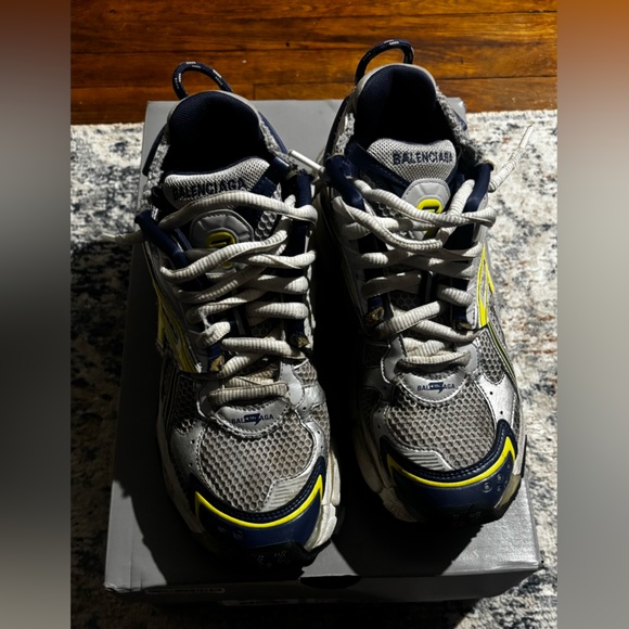 Balenciaga Silver Navy & Yellow Mesh Sneakers